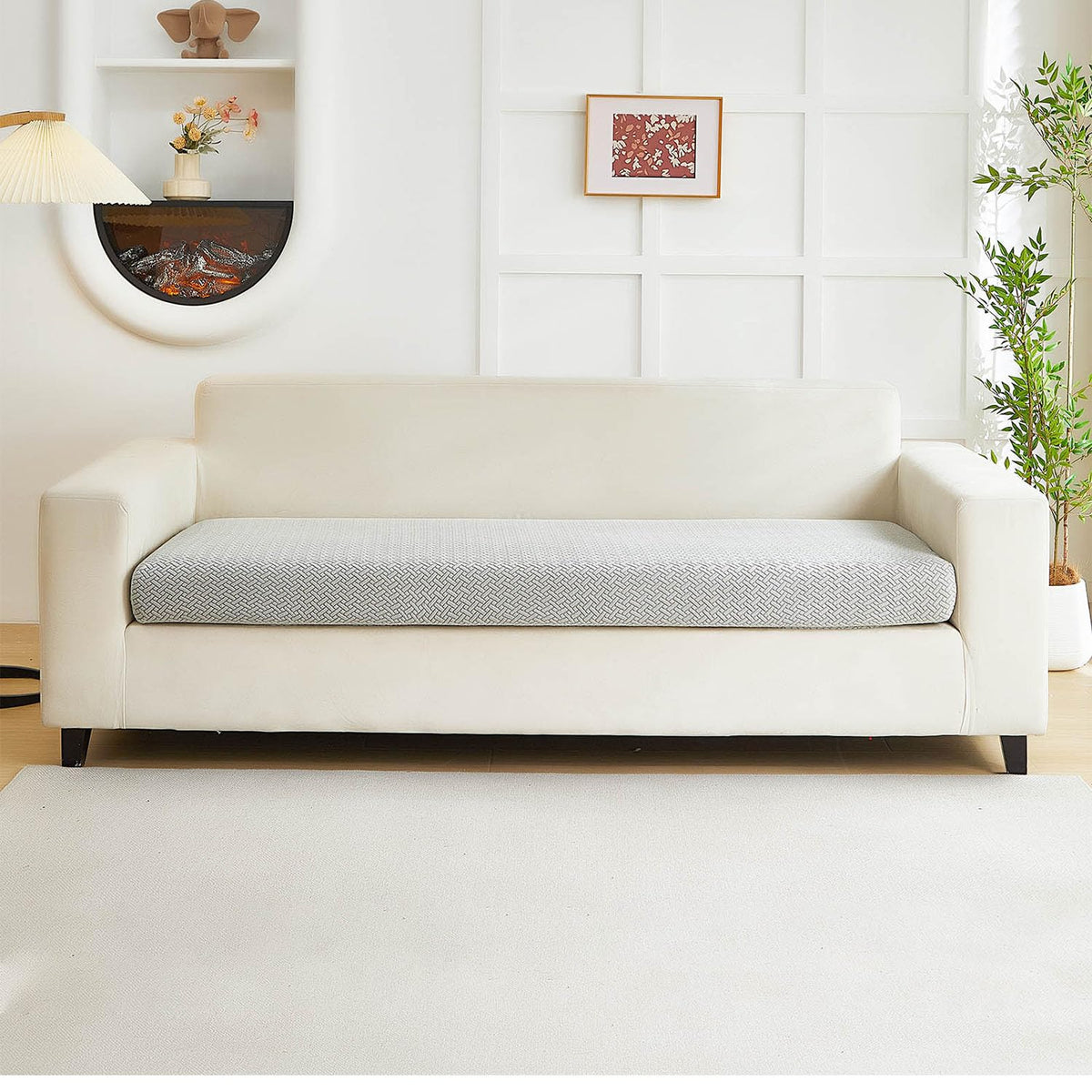 Sofa Covers Couch Covers for Sofa Pet Friendly Couch Cushion Covers Universal Sofa Covers Washable Stretch Slipcovers for Sectional Sofa (Texture Light Gray,Large Single Seat Cover)