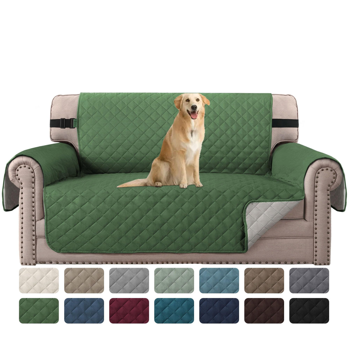 H.VERSAILTEX Reversible Couch Cover for 3 Cushion Cover Pet Friendly Sofa Cover for Dog Washable Furniture Protector Water Resistant Slipcover with Non Slip Elastic Strap(Sofa, Ivory/Beige)