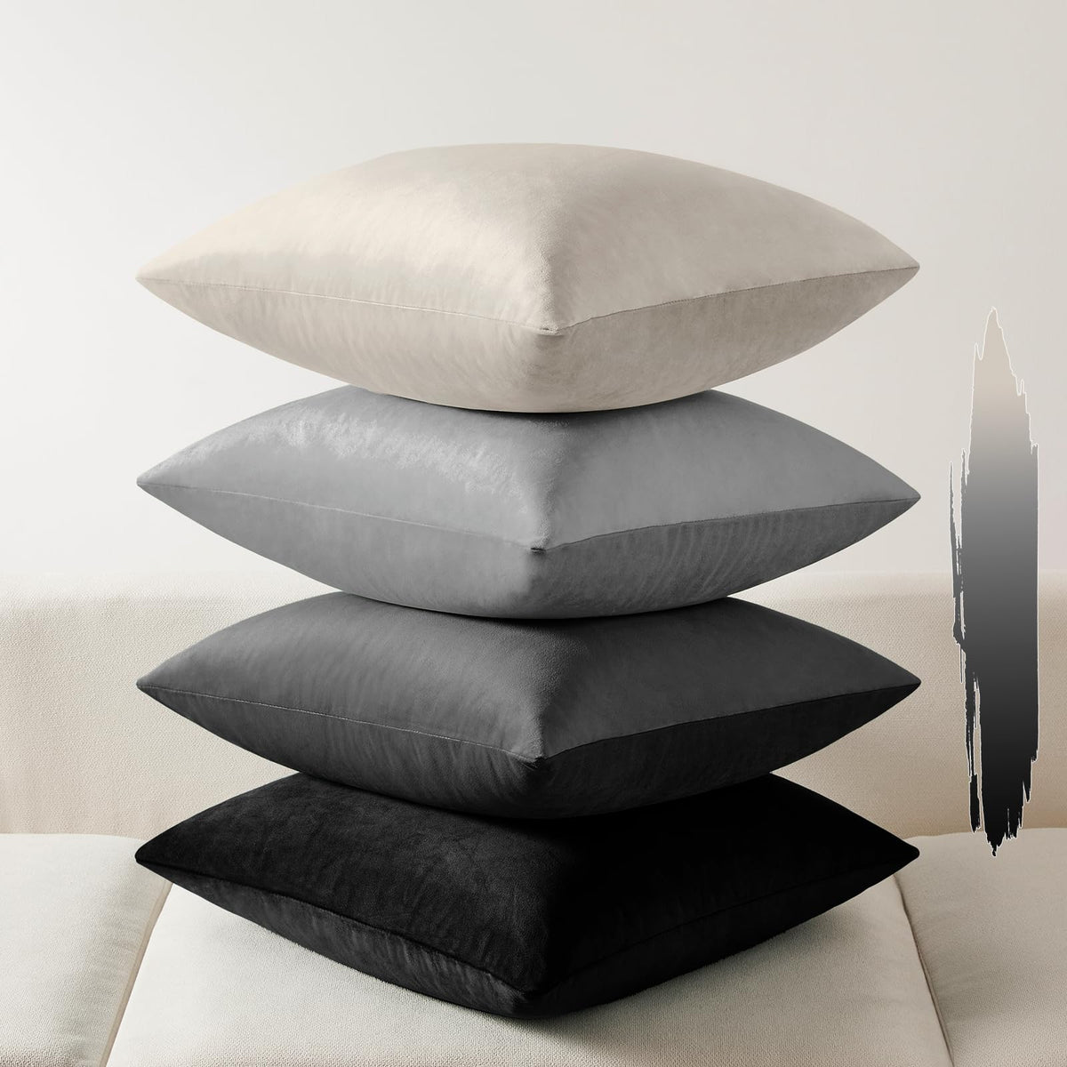 Softalker Velvet Throw Pillow Covers 18x18 Set of 4, Brown Gradient