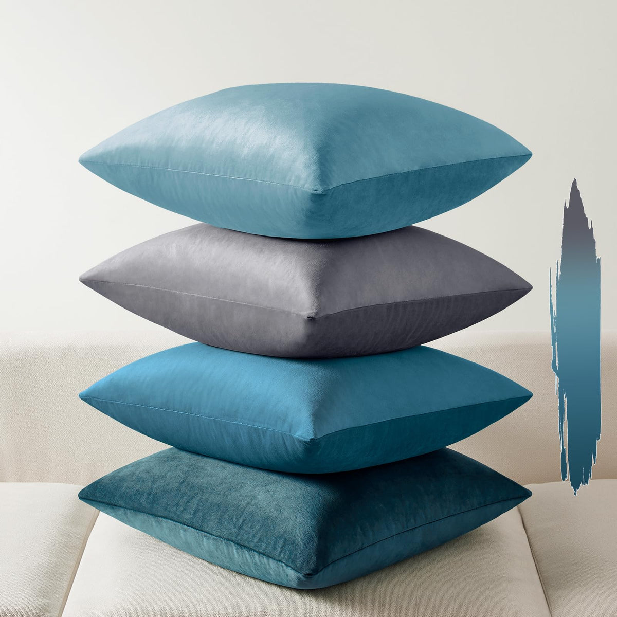 Softalker Velvet Throw Pillow Covers 18x18 Set of 4, Brown Gradient