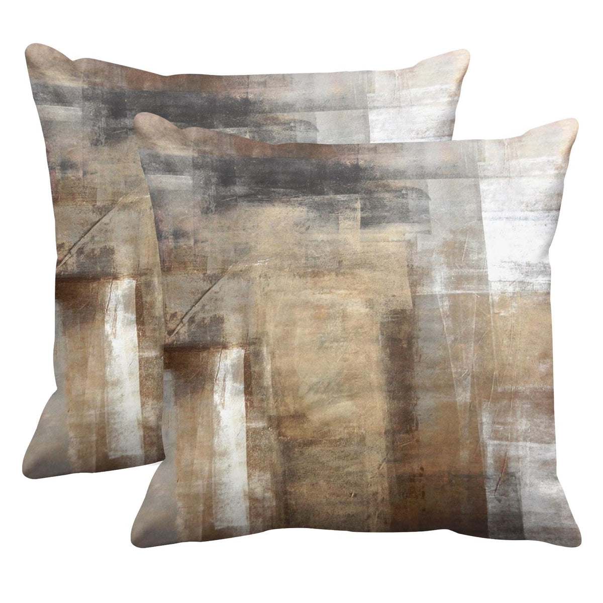 Britimes Throw Pillow Covers Set of 2, 18 x 18 Inch, Grey Brown Beige