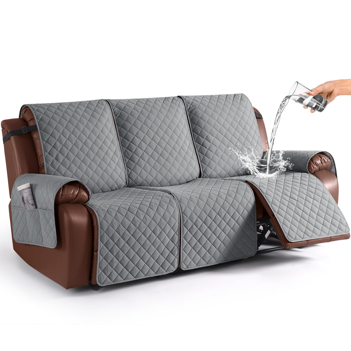 KinCam Waterproof Recliner Sofa Covers Washable, 3 Seater, Chocolate