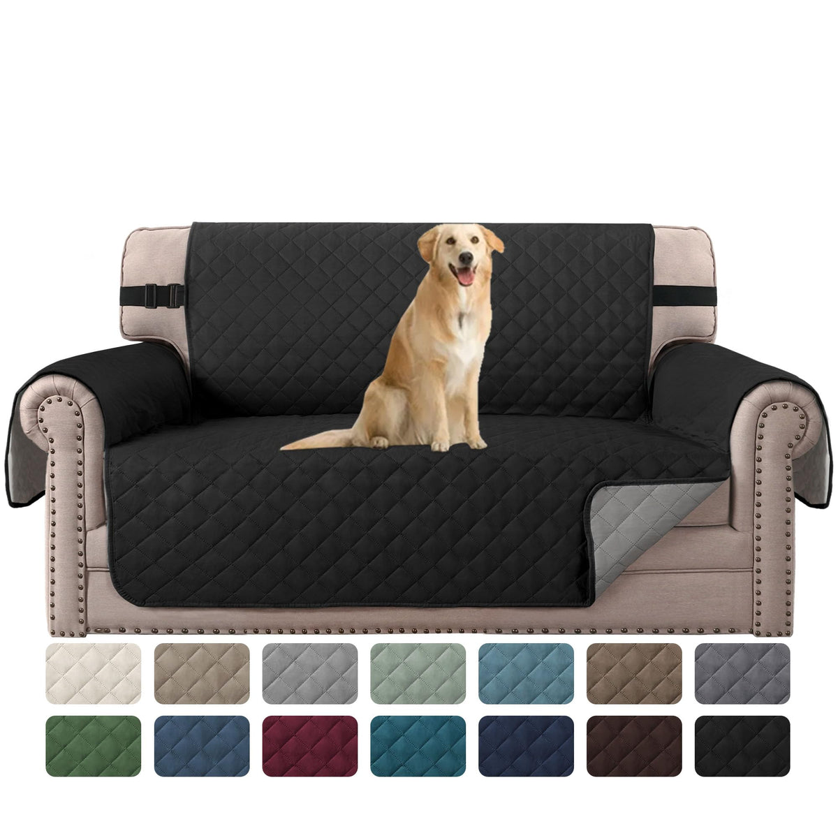 H.VERSAILTEX Reversible Couch Cover for 3 Cushion Cover Pet Friendly Sofa Cover for Dog Washable Furniture Protector Water Resistant Slipcover with Non Slip Elastic Strap(Sofa, Ivory/Beige)