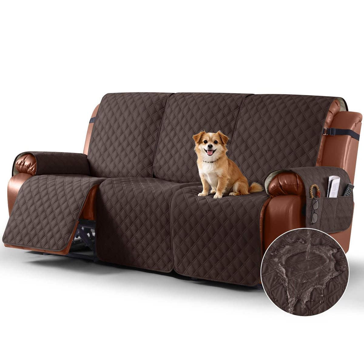 Ruaozz Waterproof Recliner Couch Covers, Non-Slip Sofa SlipCover, 3 Seater