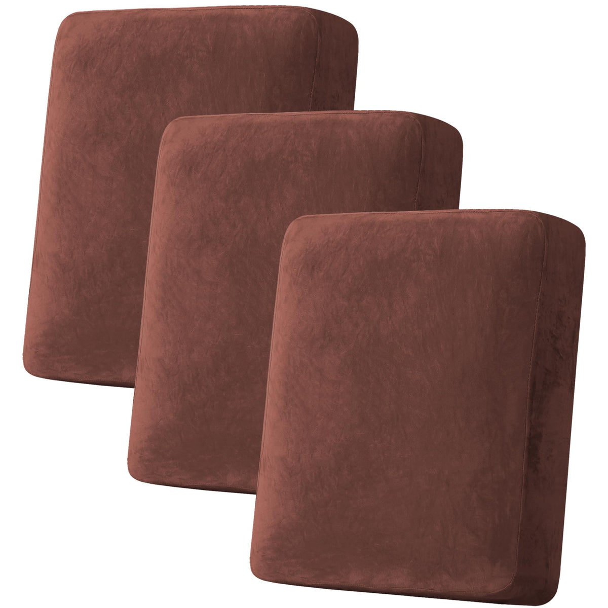 H.VERSAILTEX Velvet Stretch Couch Cushion Cover Plush Cushion Slipcover for Chair Loveseat Sofa Cushion Furniture Protector Seat Cushion Sofa Cover (2 Piece Large Sofa Cushion Covers, Ivory)
