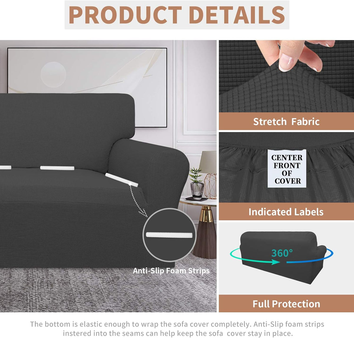 Easy-Going 100% Waterproof Couch Cover, 3 Cushion Couch Slipcover for Sofa