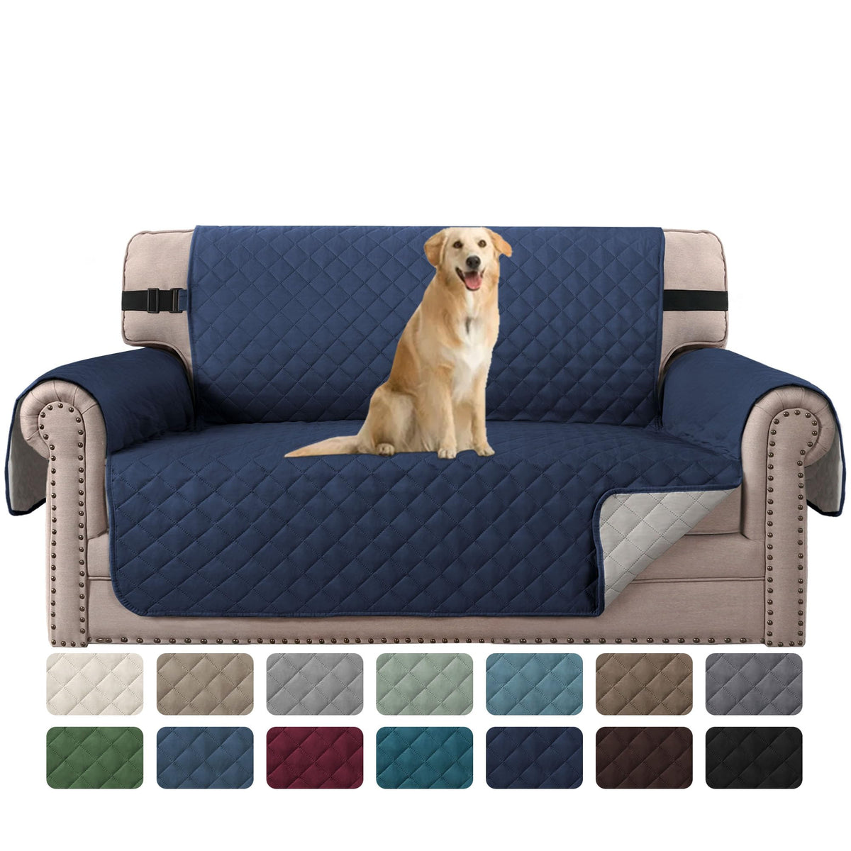 H.VERSAILTEX Reversible Couch Cover for 3 Cushion Cover Pet Friendly Sofa Cover for Dog Washable Furniture Protector Water Resistant Slipcover with Non Slip Elastic Strap(Sofa, Ivory/Beige)