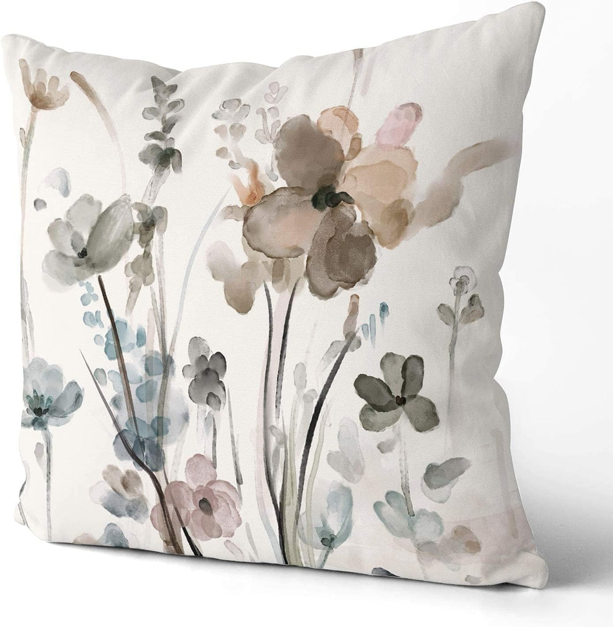 KKVEE Flower Throw Pillow Covers 18x18 Set of 2, Flowers Pillow Cushion Cases, Modern Decorative Square Pillowcases for Sofa Couch Bedroom Living Room Car