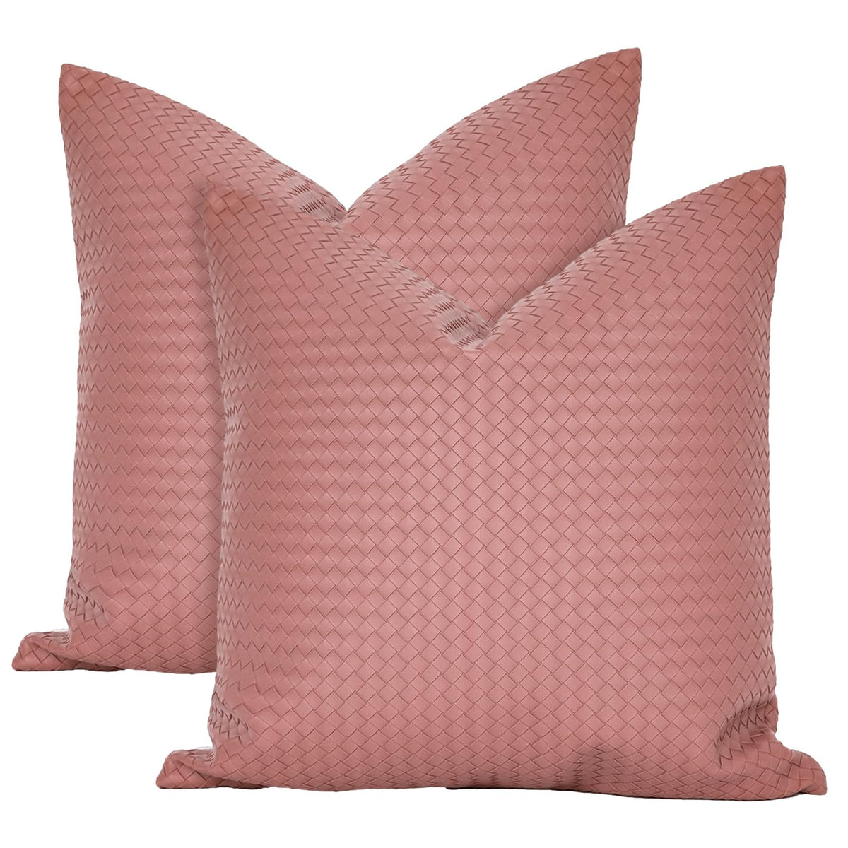 Faux Leather Throw Pillow Cover 18X18 Inch Set of 2 Brown Outdoor Modern Farmhouse Solid Decorative Pillow Covers for Room Couch Living Bedroom Bed Sofa