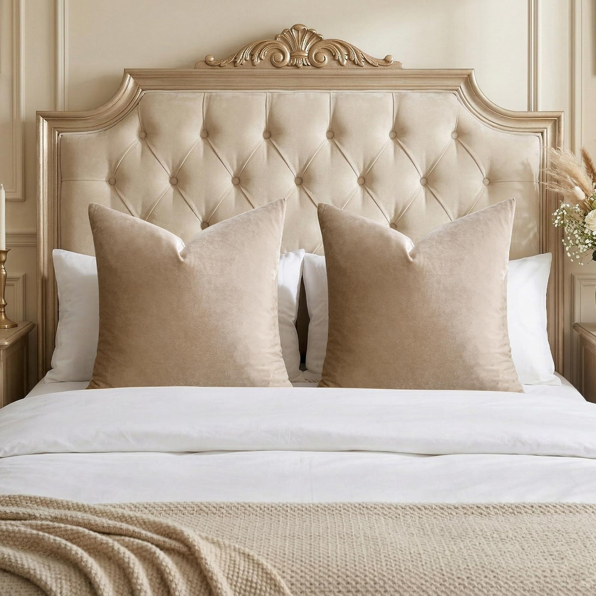 GIGIZAZA Gold Velvet Pillow Covers 18x18 Decorative Pillows Pack of 2