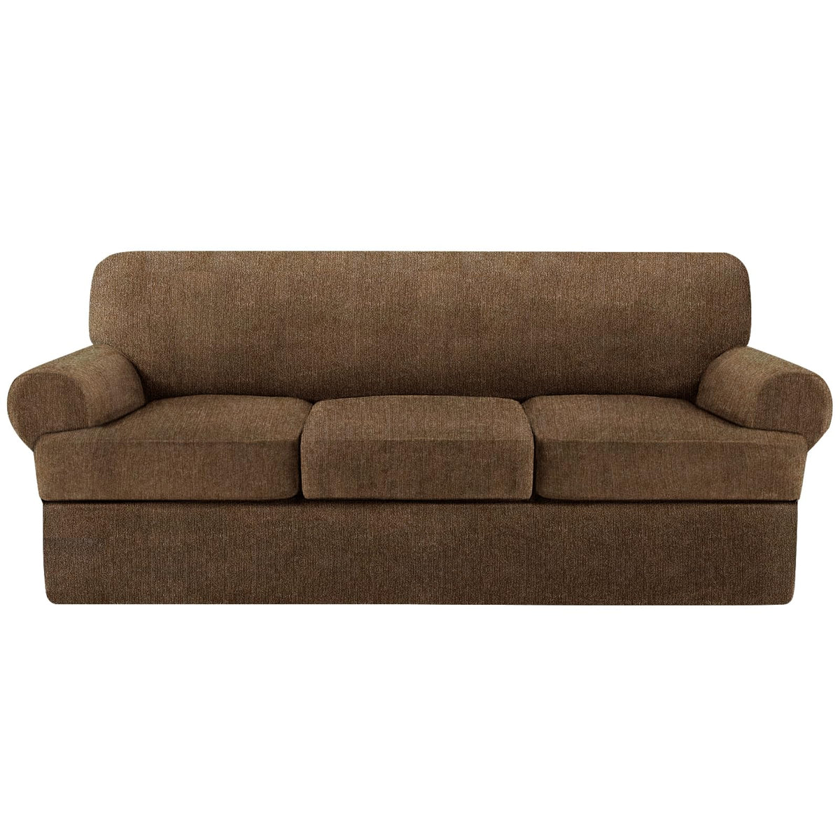 4 Piece T Cushion Sofa Slipcovers Stretch Couch Cover Furniture Covers with 3 Individual T Cushion Covers, Machine Washable for Living Room (Green, 3 Cushions)