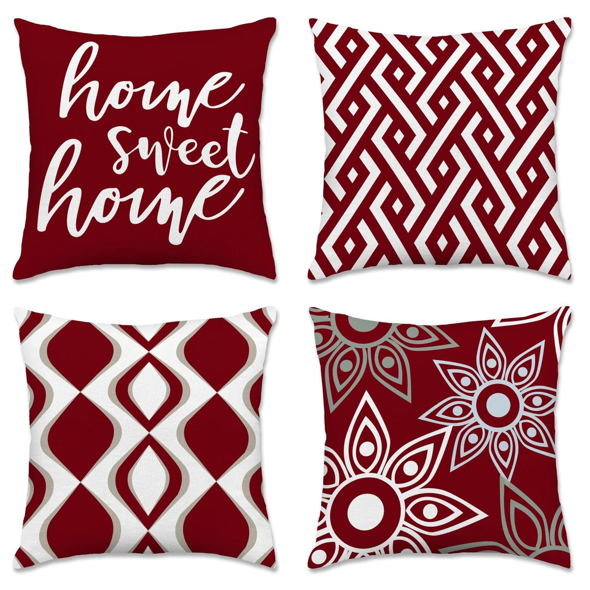Hexagram Throw Pillow Covers 18x18, Gray Outdoor Pillow Covers Set of 4