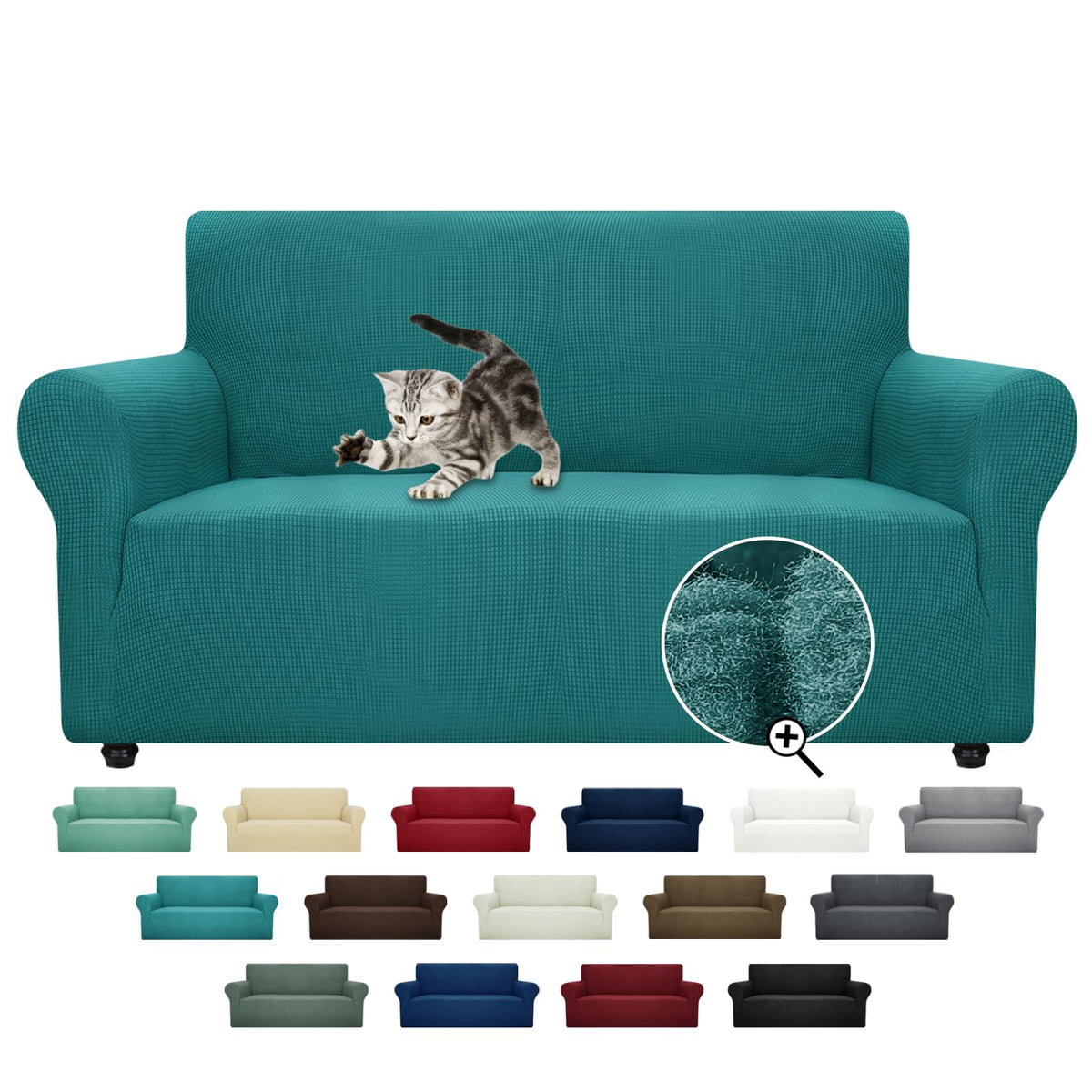 ZNSAYOTX Super Stretch Couch Cover (72"-92") Universal Sofa Covers with Elastic Bottom, Dog Cat Pets Friendly Washable Furniture Protector Fitted Sofa Slipcovers Stay in Place (Dark Grey, Sofa)