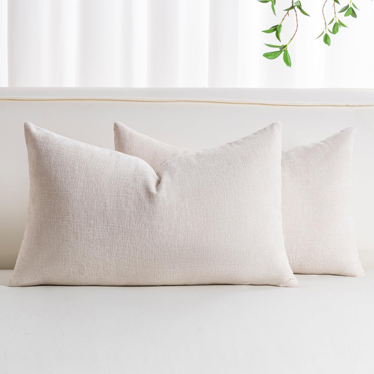Pack of 2 Chenille Decorative Throw Pillow Covers 18x18 Inch Navy Blue