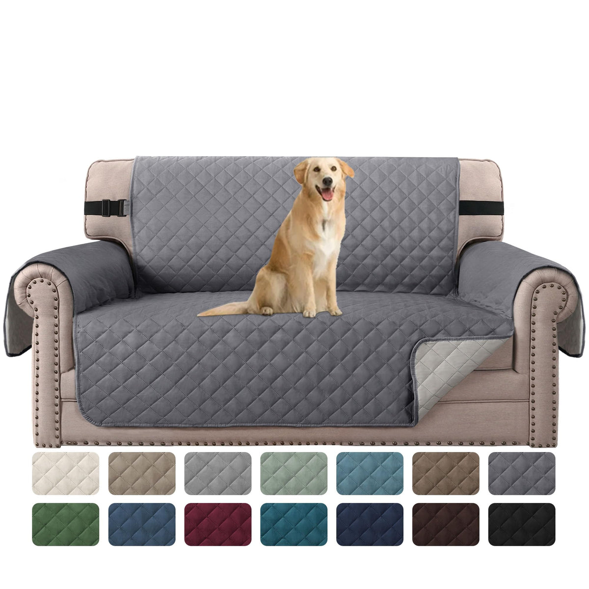 H.VERSAILTEX Reversible Couch Cover for 3 Cushion Cover Pet Friendly Sofa Cover for Dog Washable Furniture Protector Water Resistant Slipcover with Non Slip Elastic Strap(Sofa, Ivory/Beige)