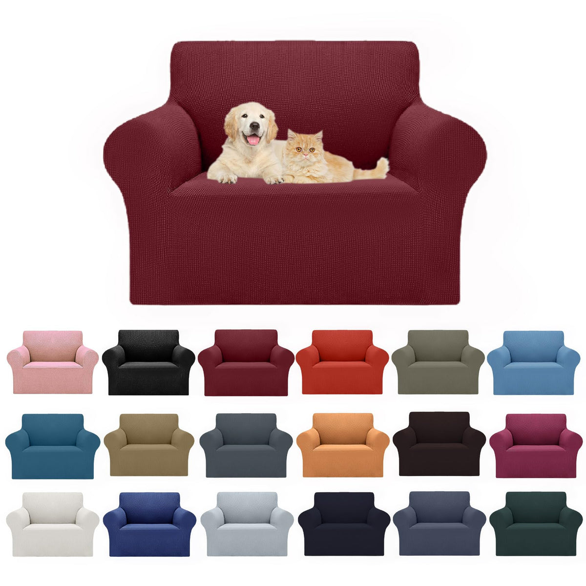 Cupuamon 2026 New Stretch Sofa Slipcovers Couch Cover for 3 Cushion Furniture Protector Sofa Covers with Elastic Bottom Jacquard Fabric Small Checks for Pets, Kids -Sofa, Black