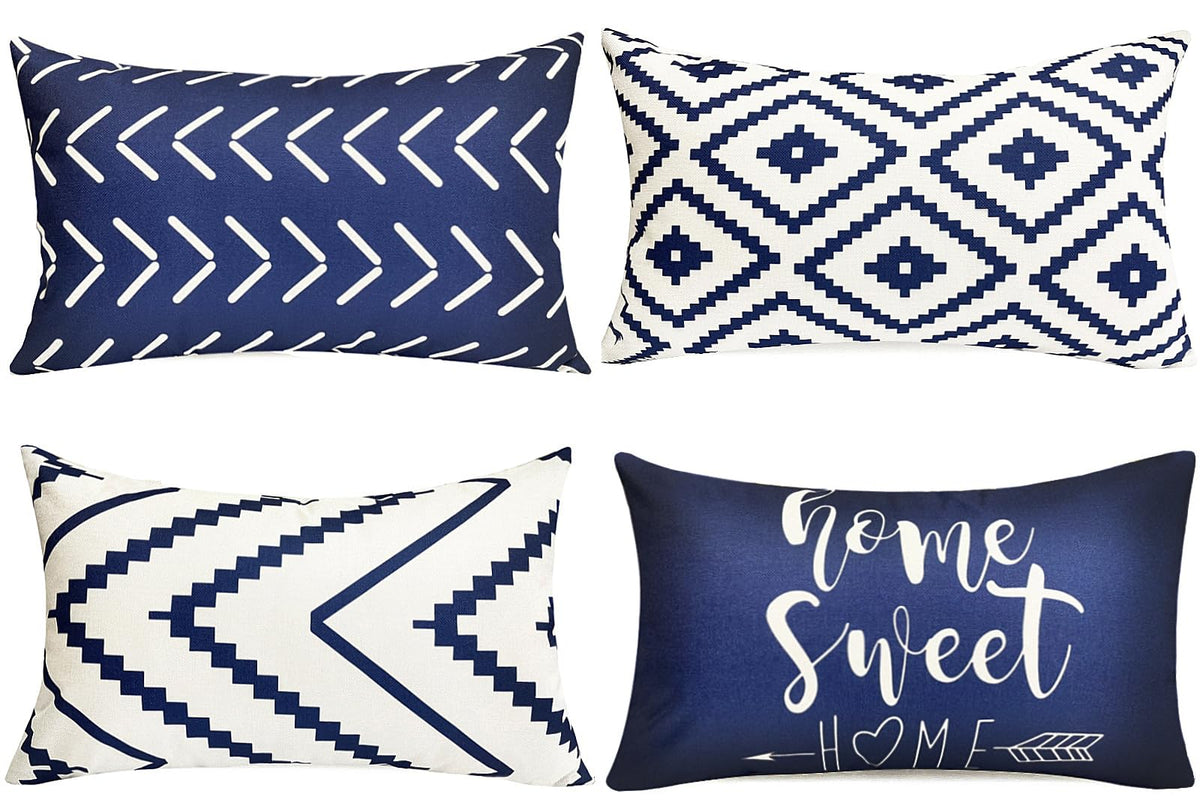 Decorative Boho Farmhouse Throw Pillow Covers 18x18 inch Set of 4