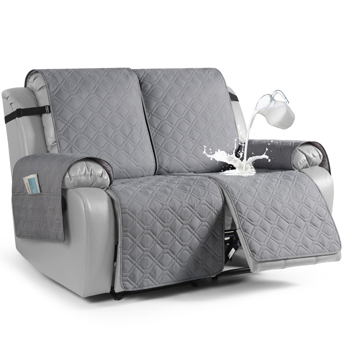 VANSOFY Waterproof Recliner Couch Covers Washable, Dark Gray,3 Seater