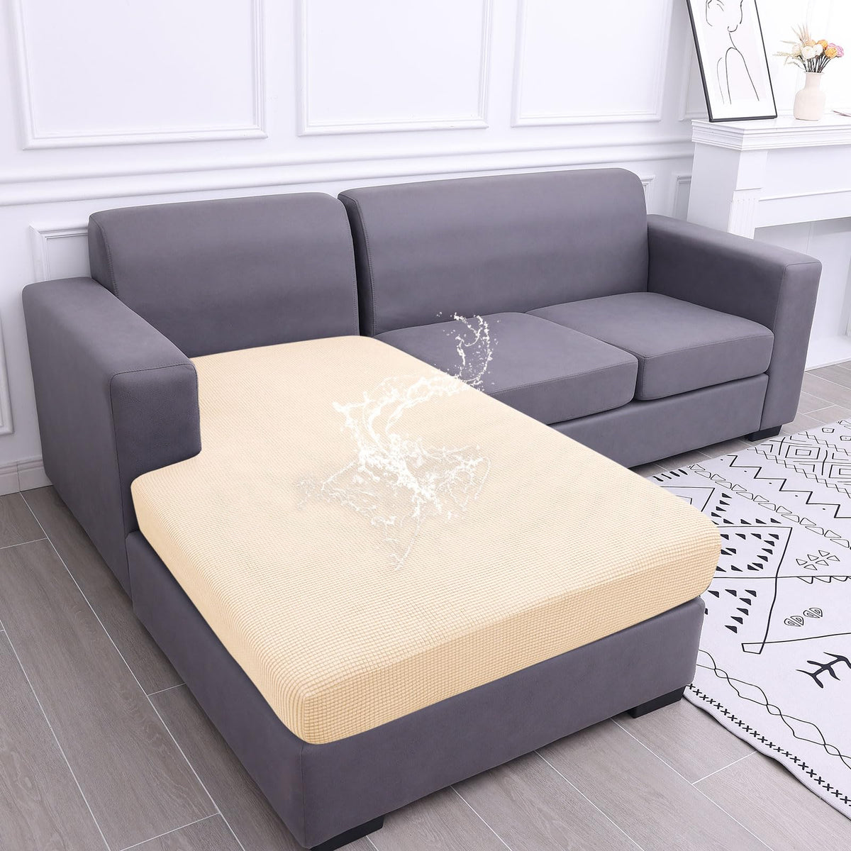 hyha Waterproof Couch Cushion Covers for Pets, Non Slip Sofa Seat Cover