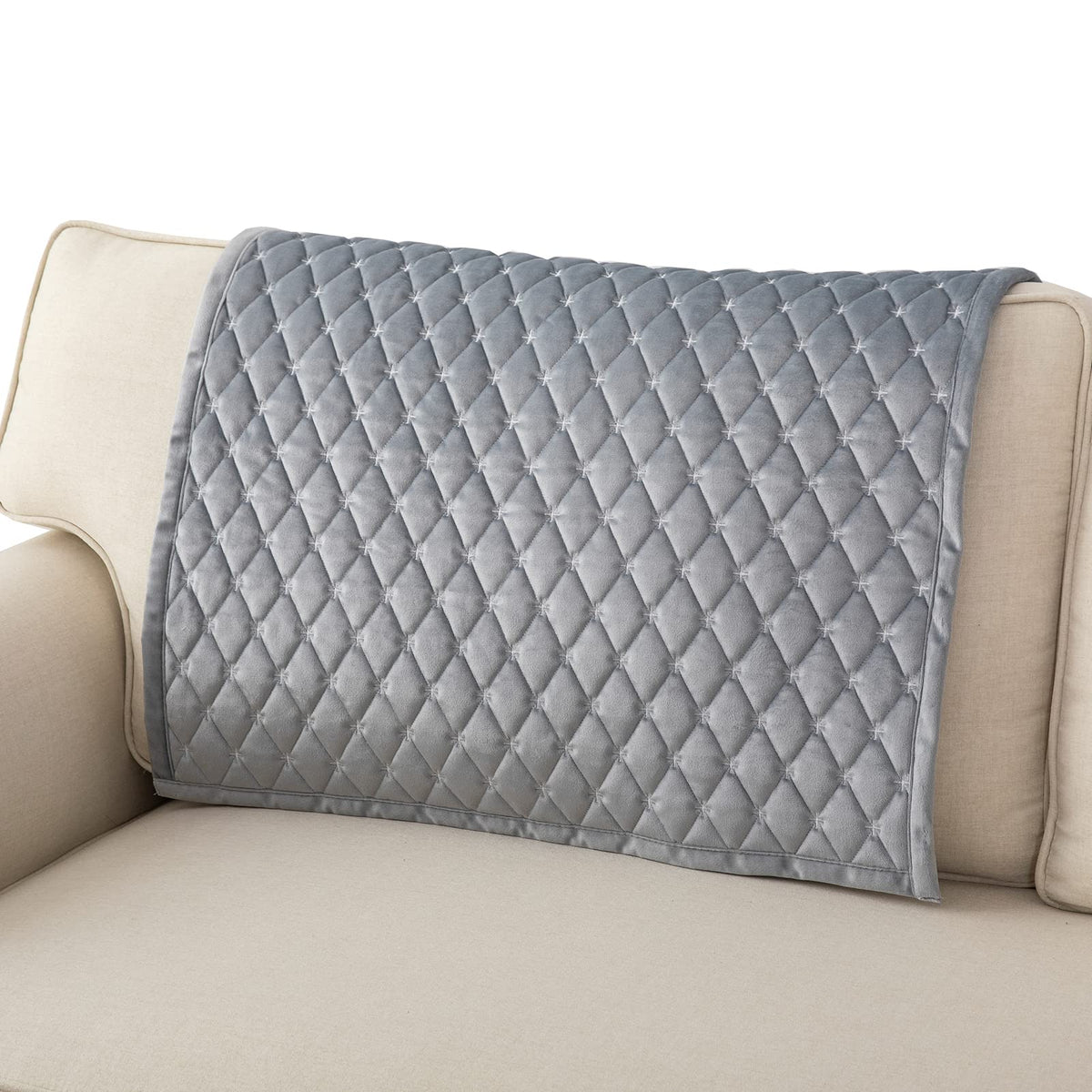 Eismodra Armrest Covers,Couch Cover,Sofa Cover,Backrest Covers,Anti-Slip Armchair Slipcovers for Dogs Cats Pet Loveseat Recliner Leather L Shaped,White 28 x 28 Inches (Only 1 Piece)