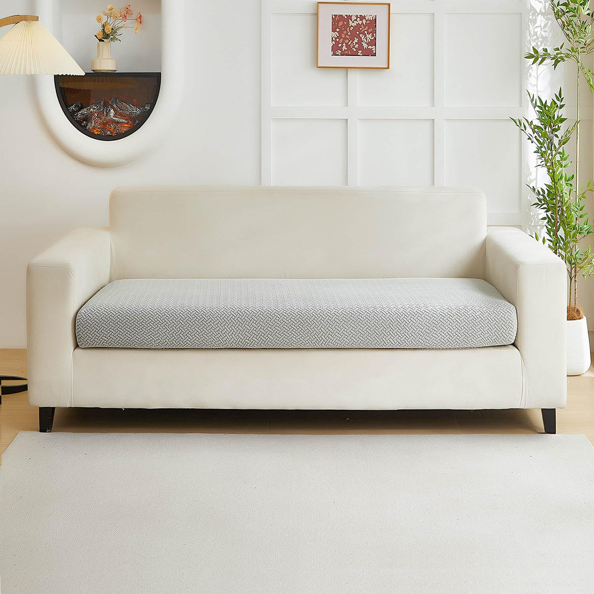 Sofa Covers Couch Covers for Sofa Pet Friendly Couch Cushion Covers Universal Sofa Covers Washable Stretch Slipcovers for Sectional Sofa (Texture Light Gray,Large Single Seat Cover)