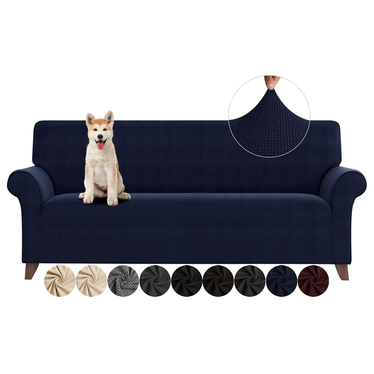ZNSAYOTX Super Stretch Couch Cover (72"-92") Universal Sofa Covers with Elastic Bottom, Dog Cat Pets Friendly Washable Furniture Protector Fitted Sofa Slipcovers Stay in Place (Dark Grey, Sofa)