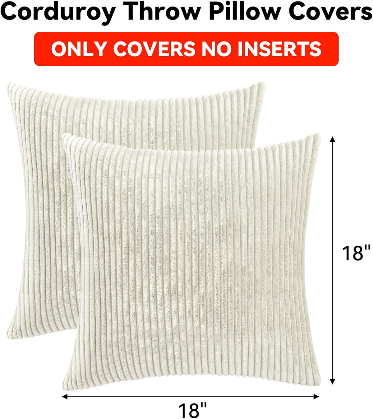 Thmyo Corduroy Decorative Throw Pillow Covers Boho Farmhouse 18x18 inch