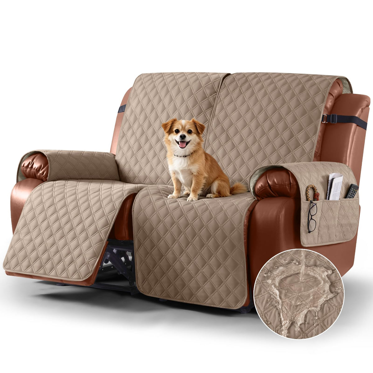 Ruaozz Waterproof Recliner Couch Covers, Non-Slip Sofa SlipCover, 3 Seater