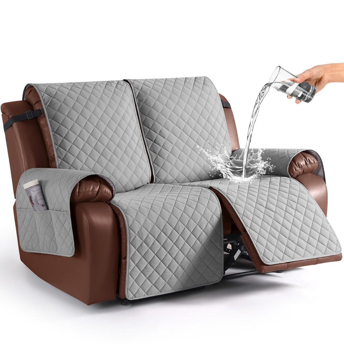 KinCam Waterproof Recliner Sofa Covers Washable, 3 Seater, Chocolate