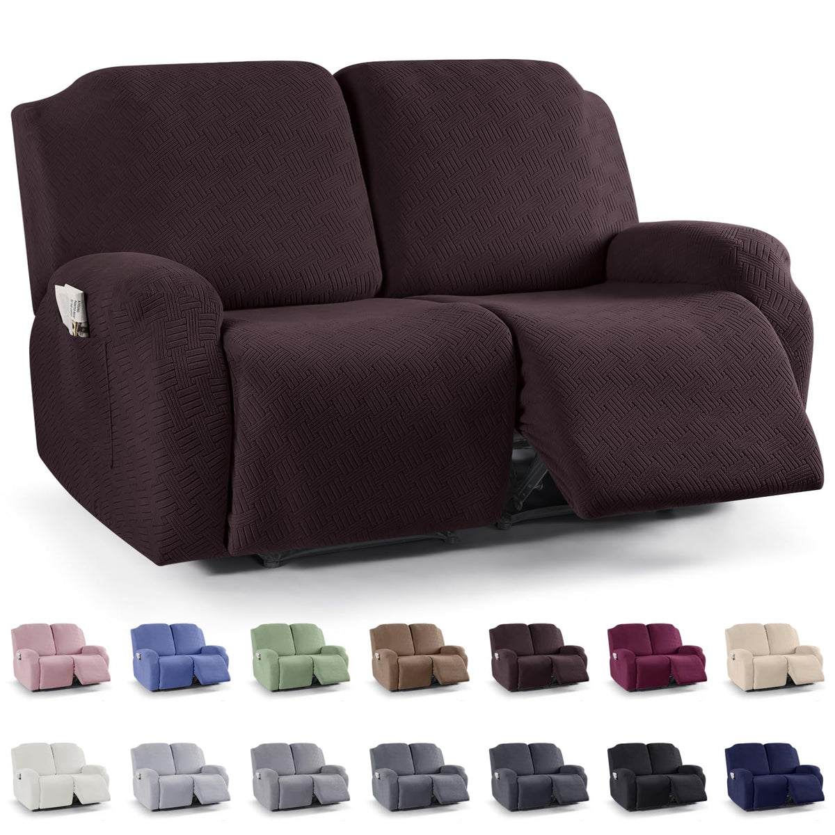 KinCam Recliner Sofa Covers, Stretch Reclining Cover, Dark Gray