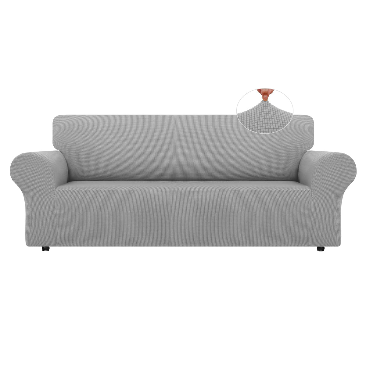 LURKA Stretch Couch Cover for Sofa, 1 Piece 3 Cushion Slipcover, Black