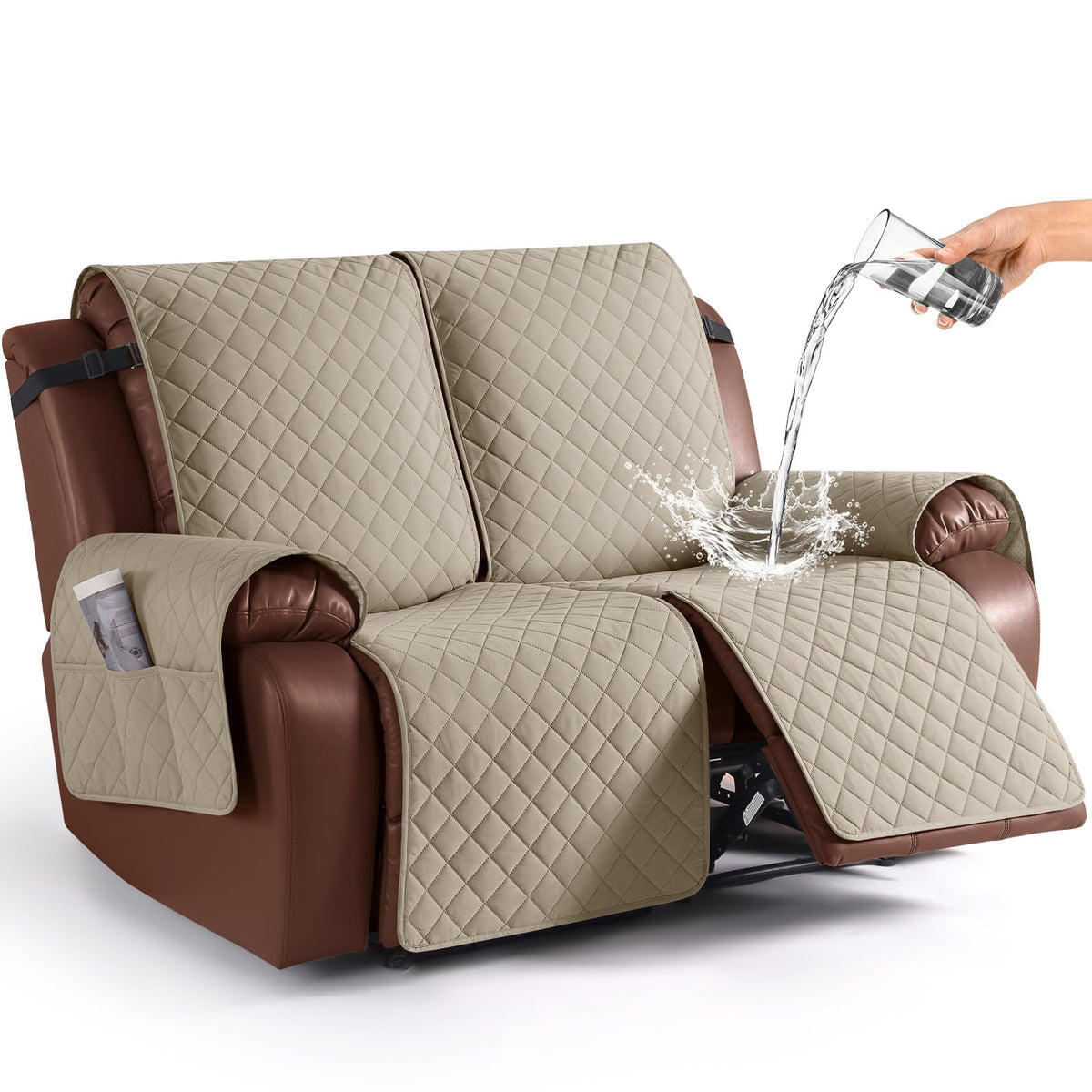 KinCam Waterproof Recliner Sofa Covers Washable, 3 Seater, Chocolate