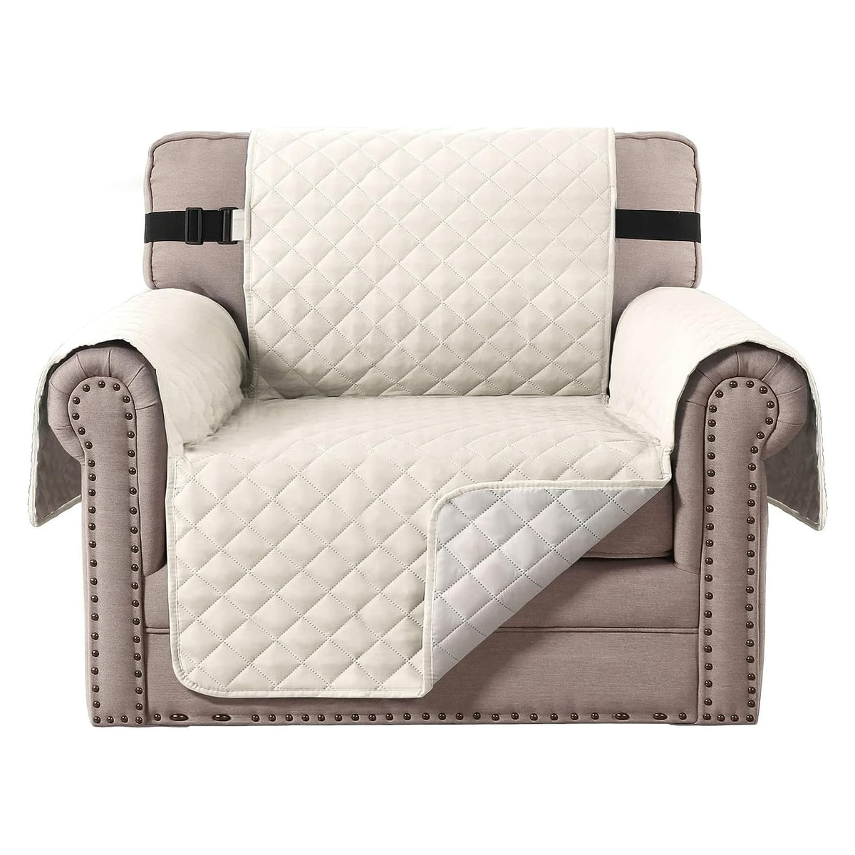 H.VERSAILTEX Reversible Couch Cover for 3 Cushion Cover Pet Friendly Sofa Cover for Dog Washable Furniture Protector Water Resistant Slipcover with Non Slip Elastic Strap(Sofa, Ivory/Beige)