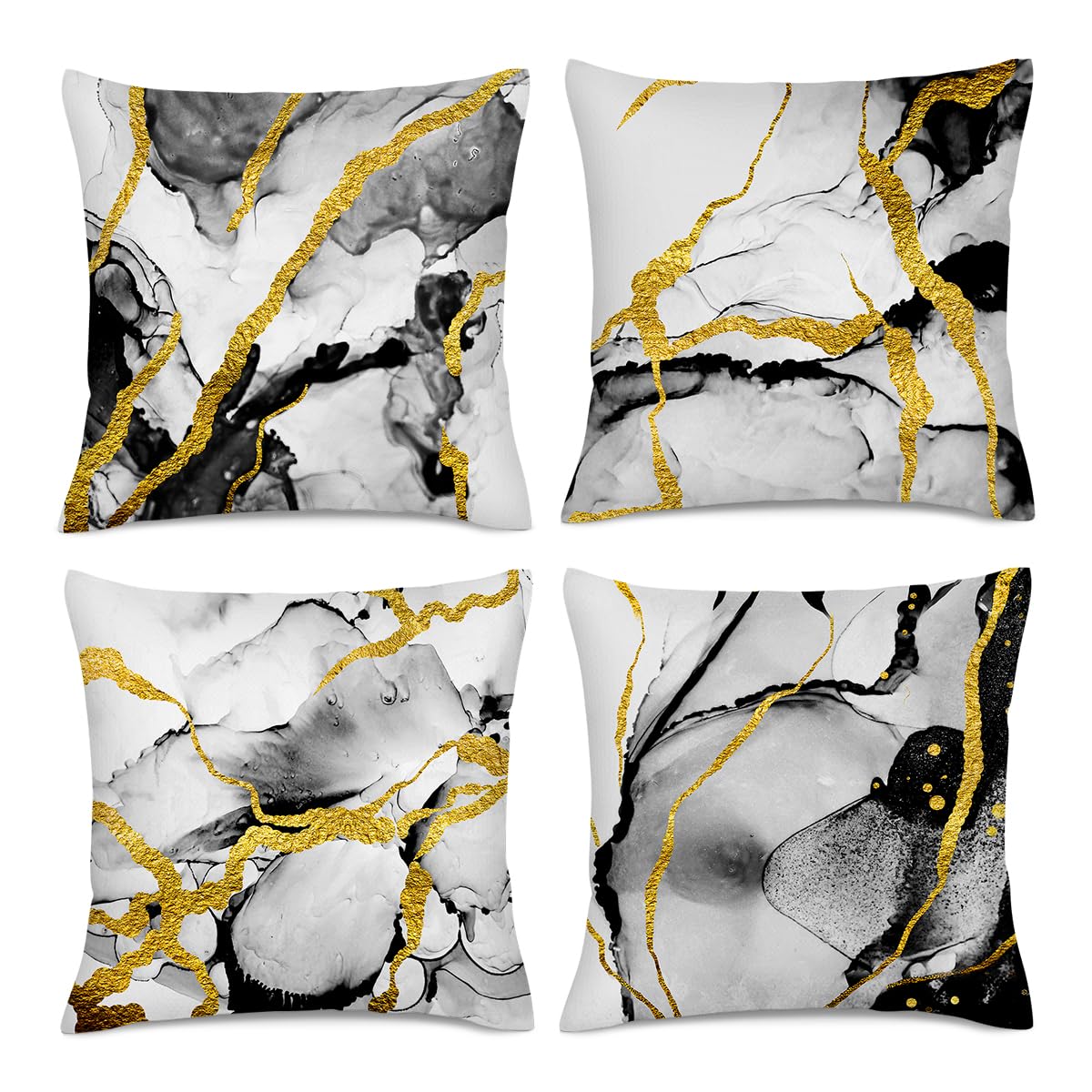 Boho Floral Throw Pillows Covers 18x18 in Colorful Flower Set of 4