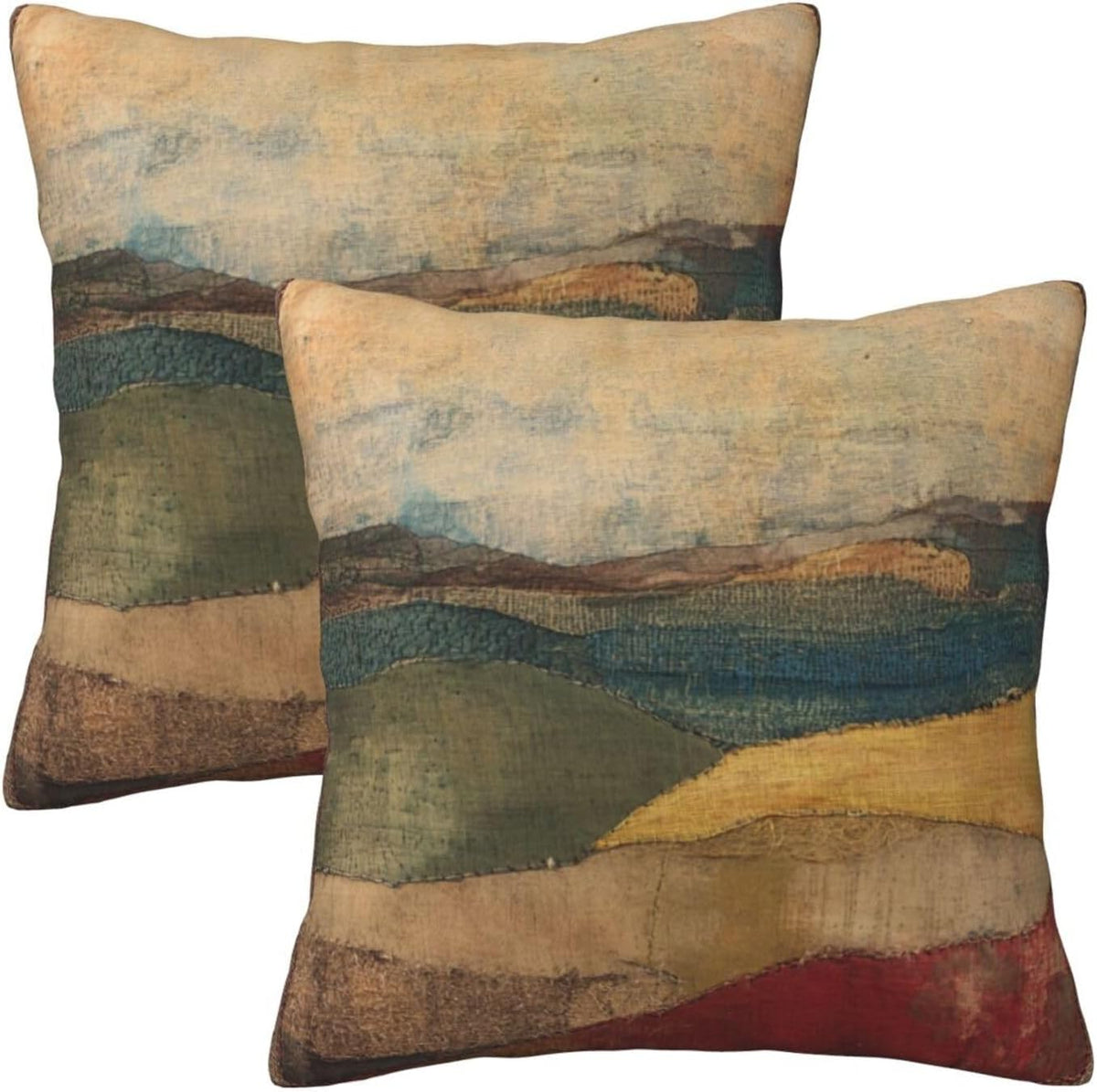 Landscape Throw Pillow Covers 18x18 Inch Set of 2 Western Decorative Cushion Cases for Couch Living Room Bedroom