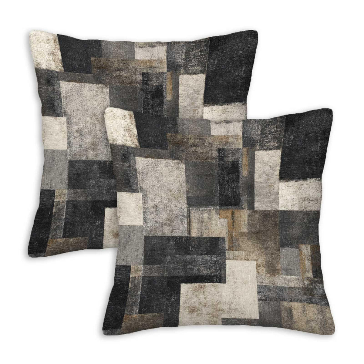 Throw Pillow Covers 18x18 Set of 2, Simple Patchwork Cushion Covers, Decorative Square Pillowcases for Couch, Bedroom, Living Room