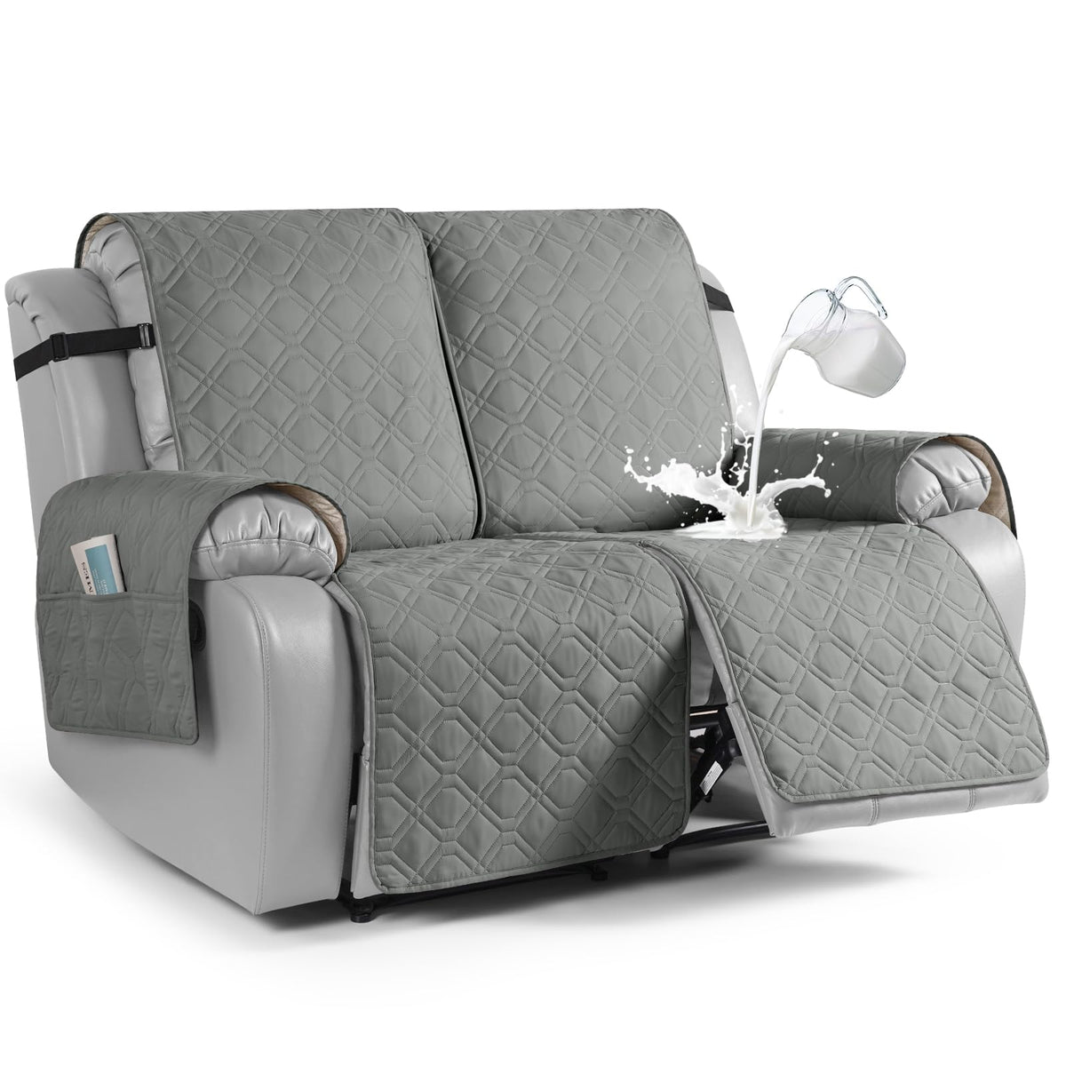 VANSOFY Waterproof Recliner Couch Covers Washable, Dark Gray,3 Seater