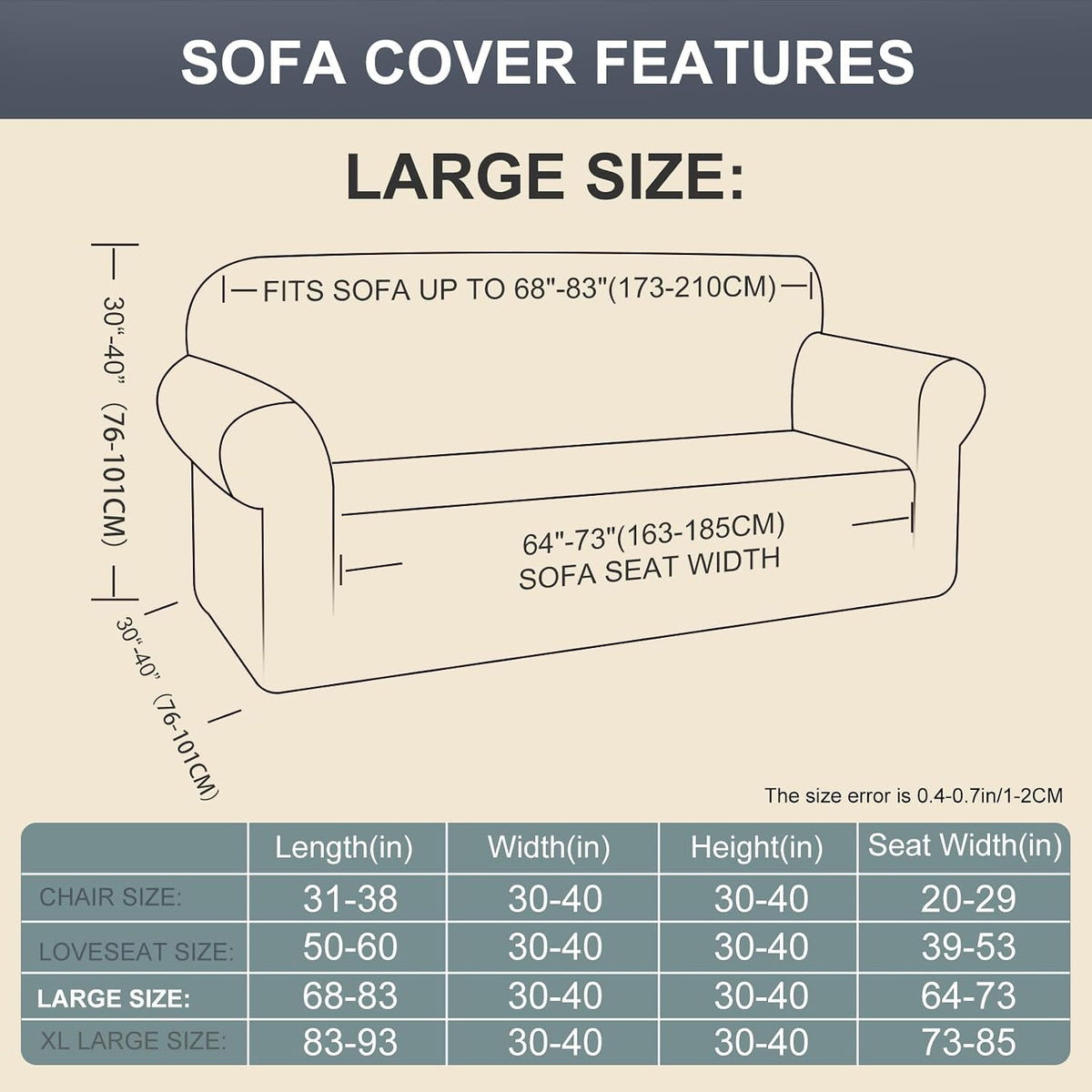 Stretch Couch Covers for Sofa Washable, Large, Chocolate