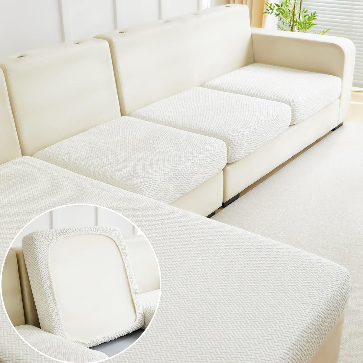 Sofa Covers Couch Covers for Sofa Pet Friendly Couch Cushion Covers Universal Sofa Covers Washable Stretch Slipcovers for Sectional Sofa (Texture Light Gray,Large Single Seat Cover)