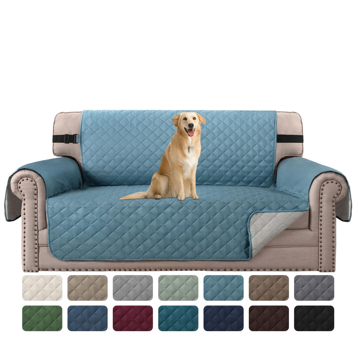 H.VERSAILTEX Reversible Couch Cover for 3 Cushion Cover Pet Friendly Sofa Cover for Dog Washable Furniture Protector Water Resistant Slipcover with Non Slip Elastic Strap(Sofa, Ivory/Beige)