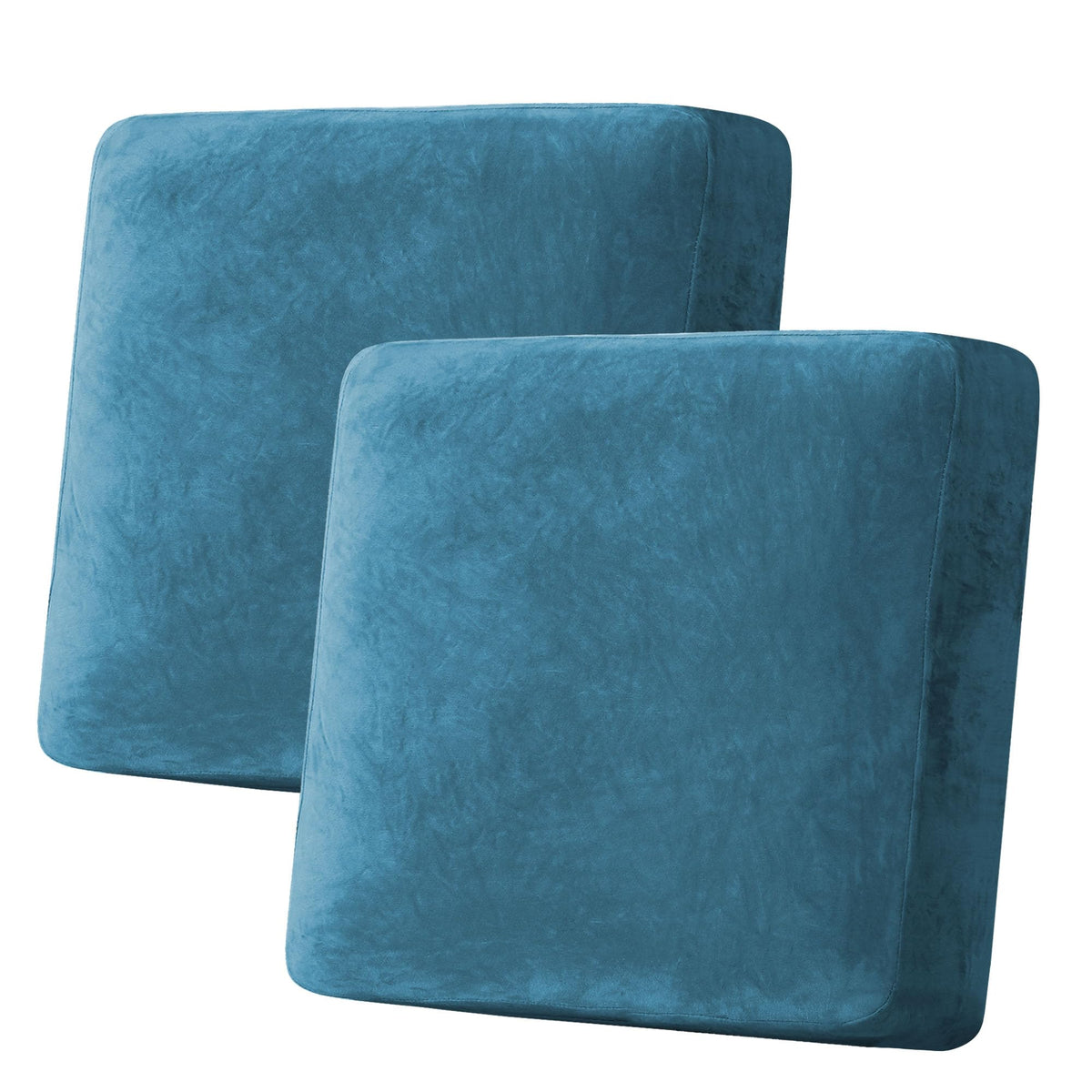 H.VERSAILTEX Velvet Stretch Couch Cushion Cover Plush Cushion Slipcover for Chair Loveseat Sofa Cushion Furniture Protector Seat Cushion Sofa Cover (2 Piece Large Sofa Cushion Covers, Ivory)