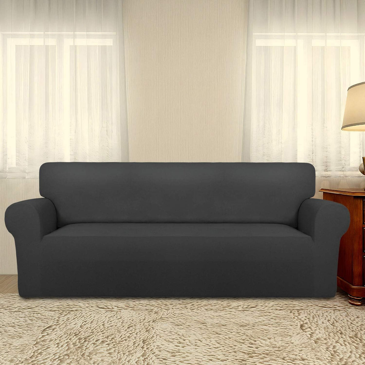 PureFit Stretch Couch Covers for Sofa Large Sofa Slipcovers Dark Gray