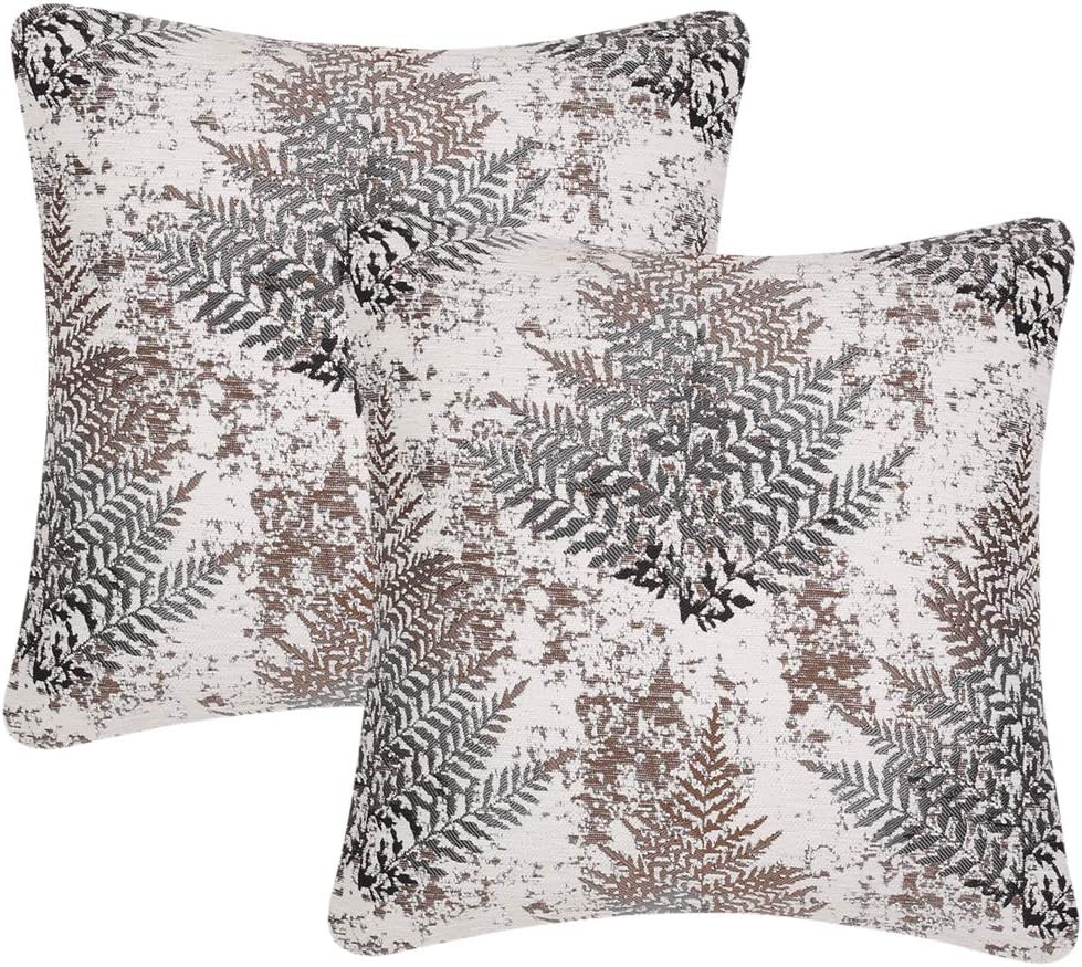 Yeiotsy Pack of 2 Nordic Style Decorative Throw Pillow Covers for Sofa Bed Card Chair Geometric Cushion Cases Jacquard Chenille (Grey Stripes, 18 X 18 Inches)