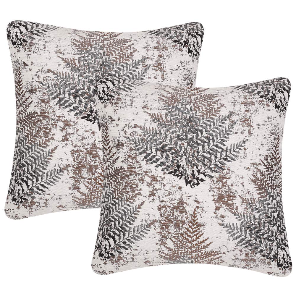 Yeiotsy Pack of 2 Nordic Style Decorative Throw Pillow Covers for Sofa Bed Card Chair Geometric Cushion Cases Jacquard Chenille (Grey Stripes, 18 X 18 Inches)