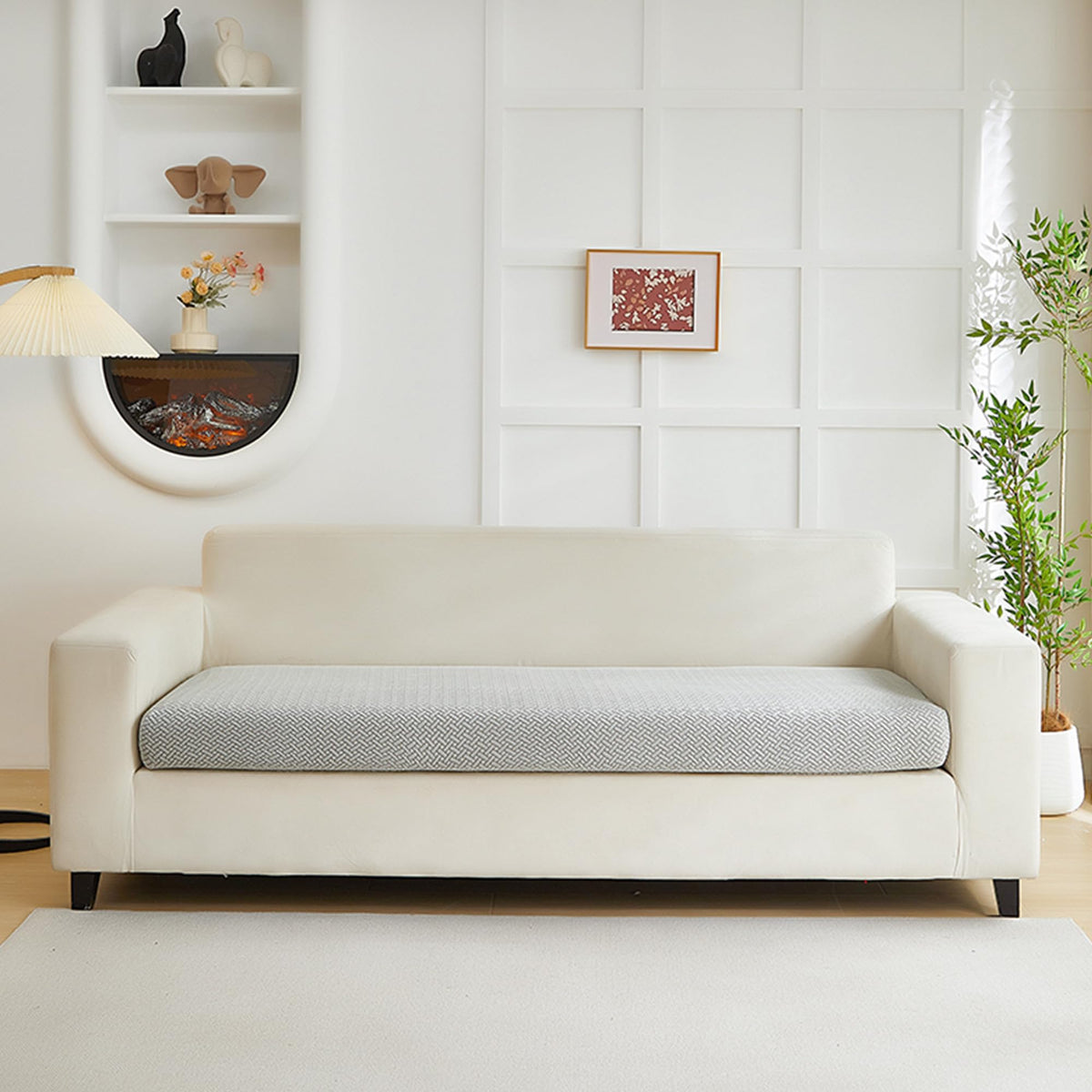 Yoovat Couch Cushion Covers for Sofa Couch Covers Wear-Resistant Universal Sofa Cover Washable Stretch for Sectional Slipcovers (Texture-Light Gray,Large Single Seat Cover)