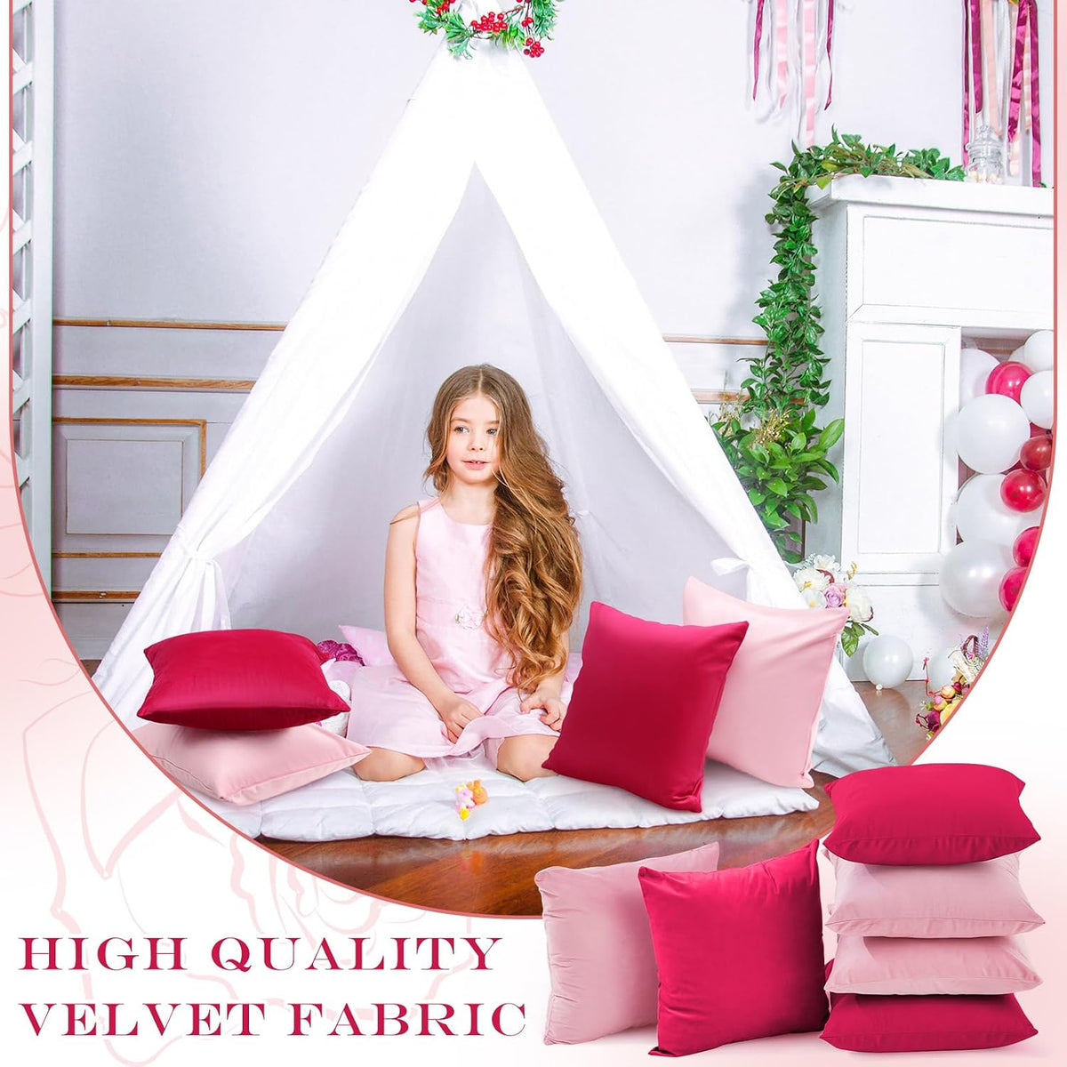 Berlune 12 Pcs Hot Pink Velvet Throw Pillow Cover 18x18 Picnic Cushion Case
