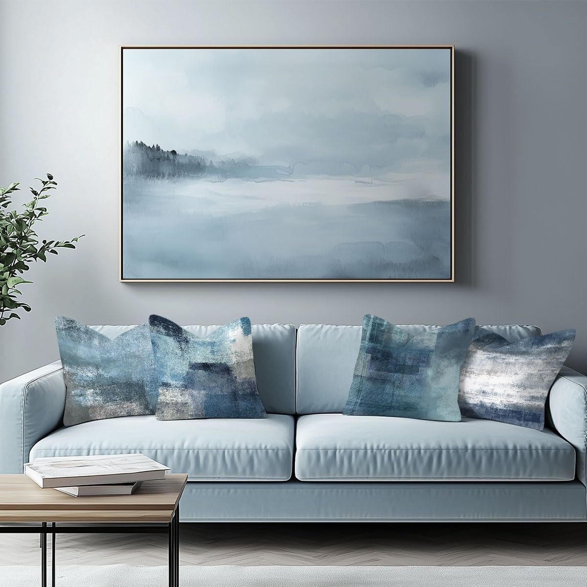 4Pcs Blue Grey Throw Pillow Covers, Dark Blue Throw Pillows Cushion Covers