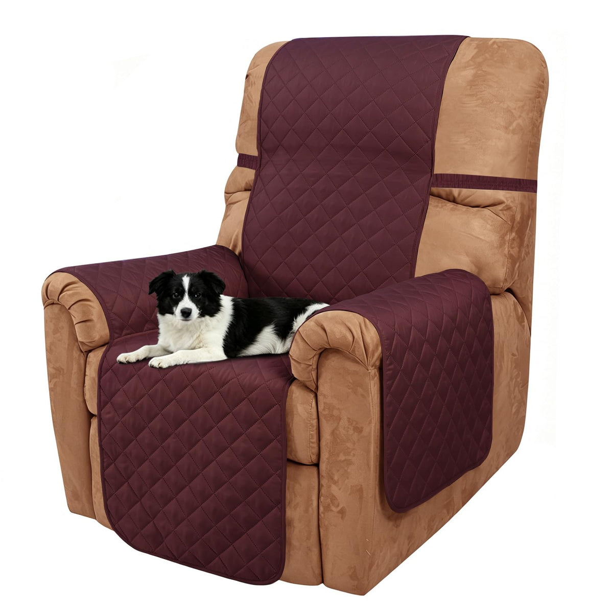 Reversible Sofa Cover for 3 Cushion, Chocolate/Beige