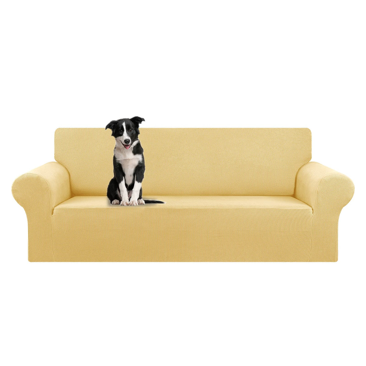 KEKUOU Stretch Couch Covers for Sofa, 3 Cushion Couch Slipcover,Black
