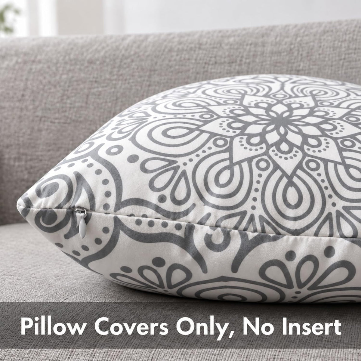 Coliuso Decorative Throw Pillow Covers 18x18 Set of 4, Grey and White Modern Simple Square Pillow Case Cushion Cover for Sofa Couch Farmhouse Outdoor Living Room (Gray and White, 18" x18")